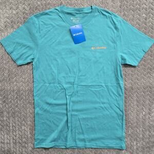Columbia Men's Kujo‎ Graphic T-Shirt Size Medium Teal Blue Bear Sunrise
